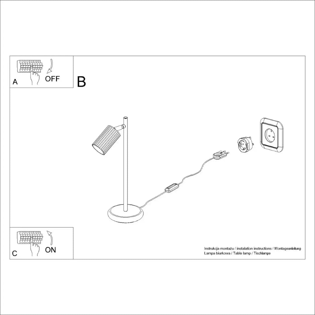 Lampe a poser karbon avec abat-jour cylindrique nervuré en aluminium neuf teintes hauteur quarante-trois centimètres