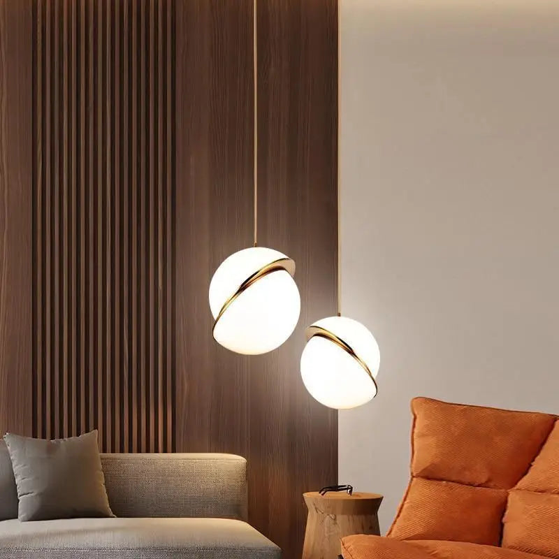 Lampe Suspendue Boule En Verre Opale Moderne