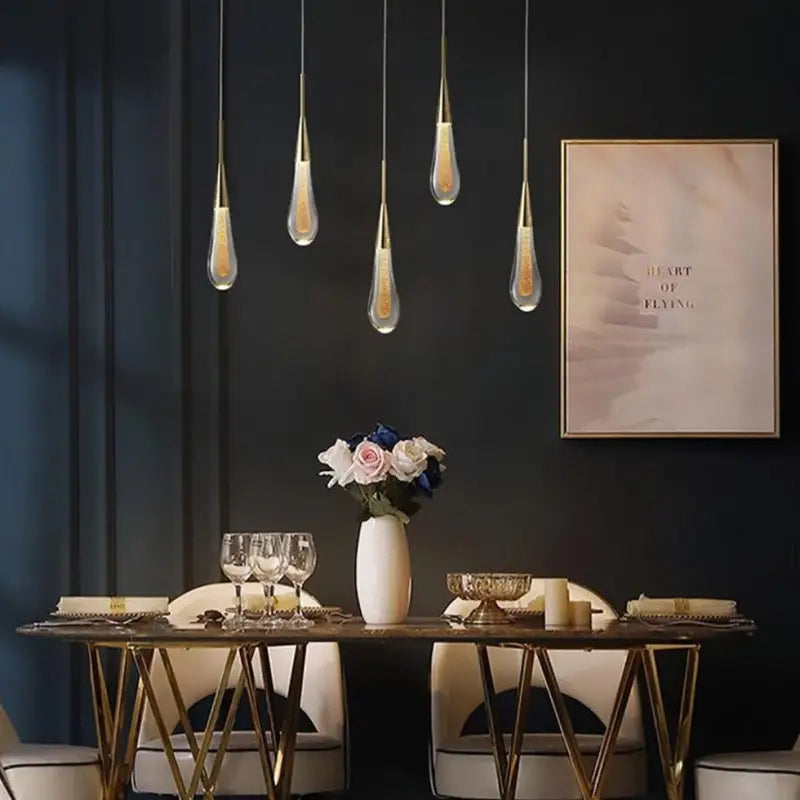Lampe Suspendue Design Goutte Dorée
