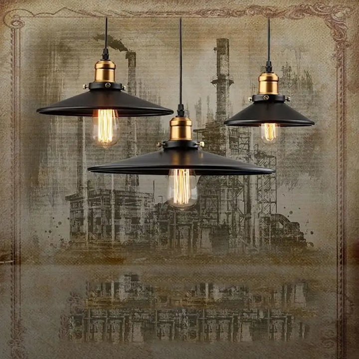 Lampe Suspendue Noir avec Ampoule Vintage