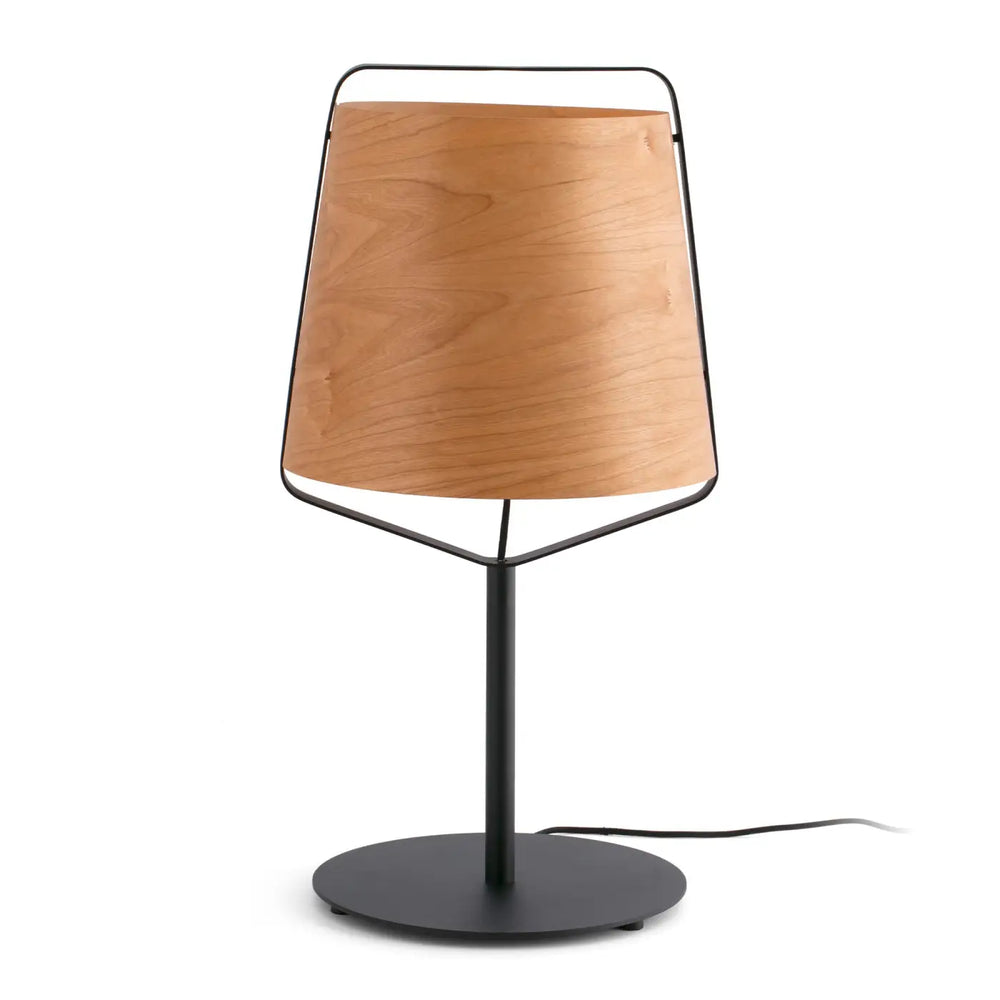 Lampe de table Stood noire et bois de cerisier de Faro Barcelona