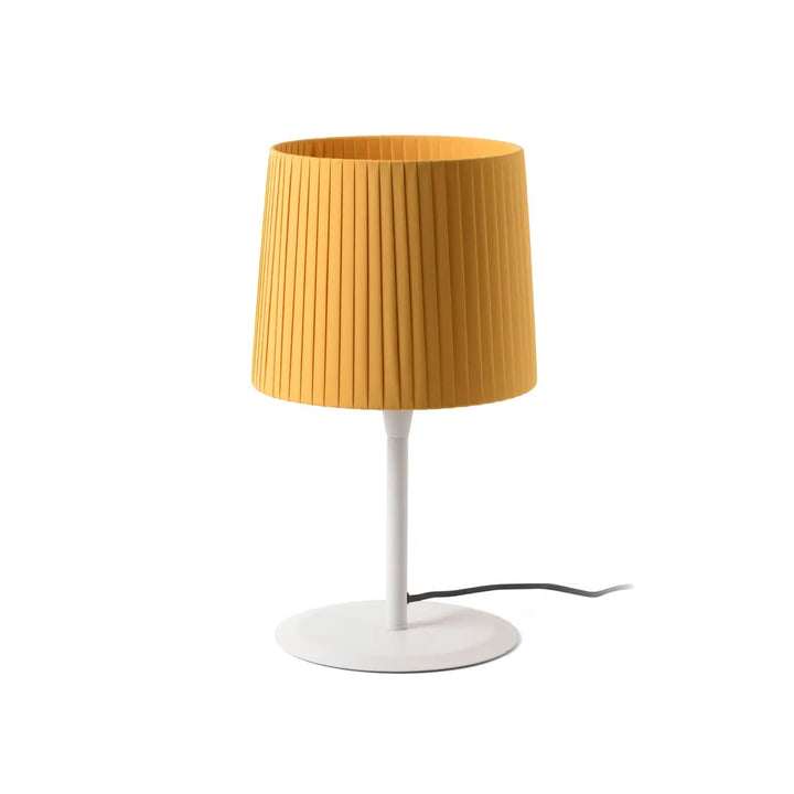 Lampe de table Samba blanche, abat-jour jaune, de Faro Barcelona
