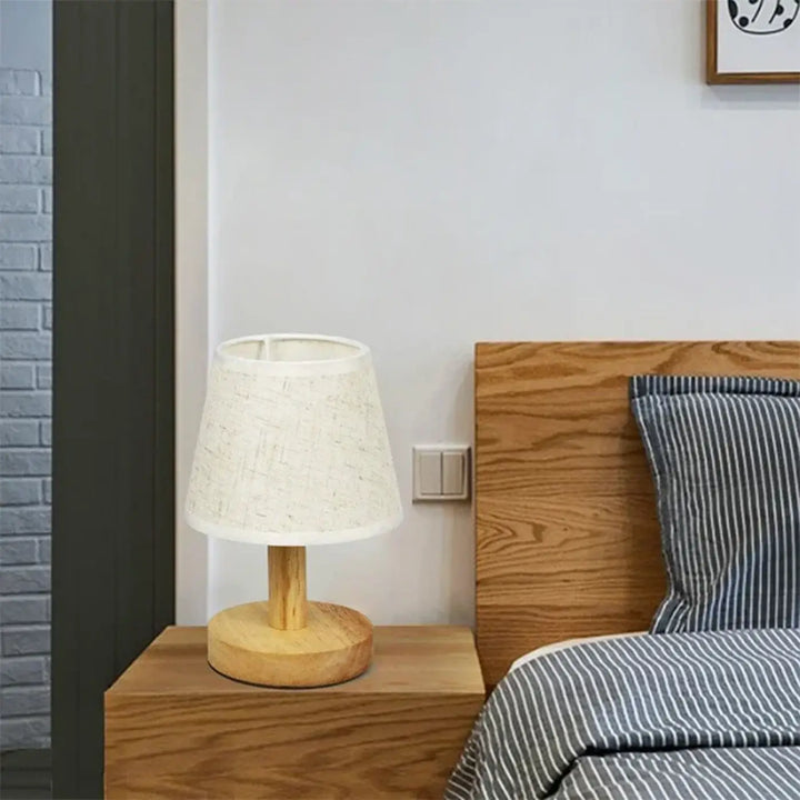 Lampe de table bois naturel avec abat jour pour deco