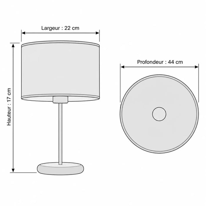 Lampe de table sweet dreams bleu clair avec abat-jour cylindrique gris clair en tissu et tige métallique pour décoration intérieure vert aux animaux illustrés