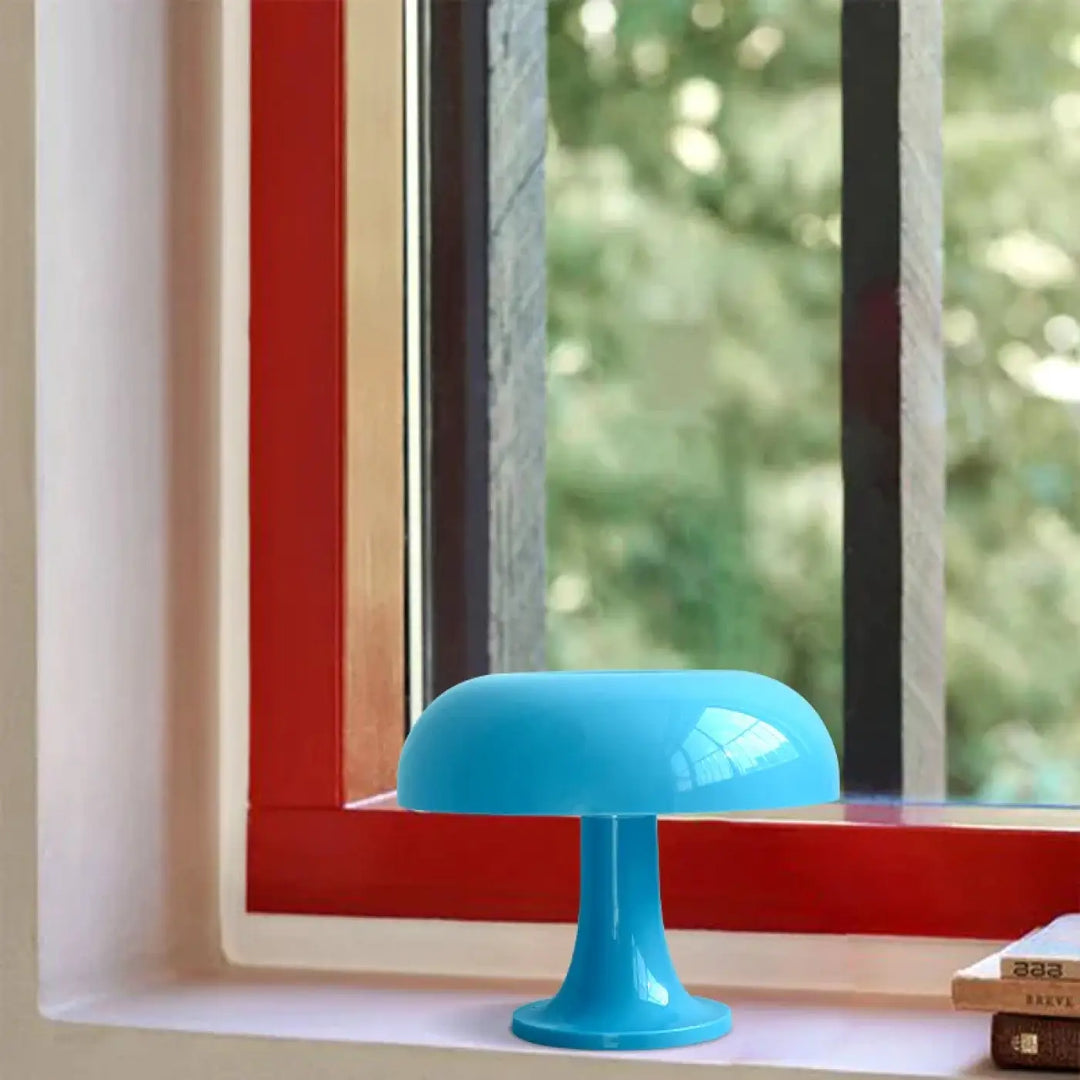 Lampe de table champignon orange en verre design vintage