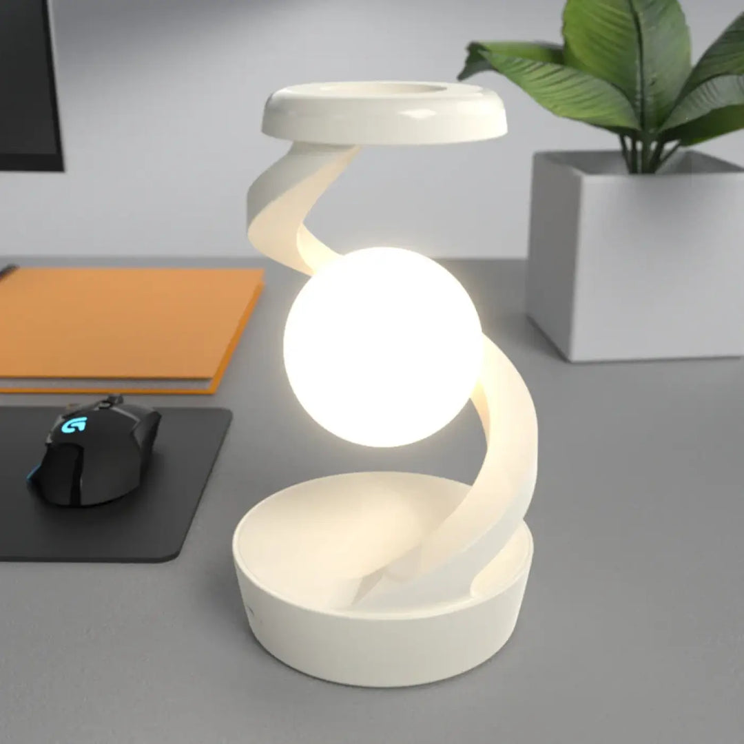 Lampe de table sylora blanc avec design aux formes ondulées et ampoule sphérique éclatante pour table design aux