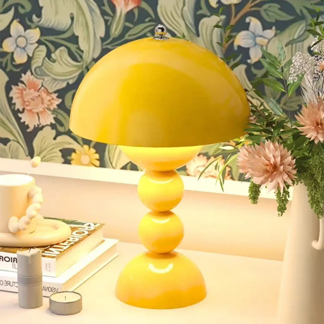 Lampe de table design champignon en verre élégant