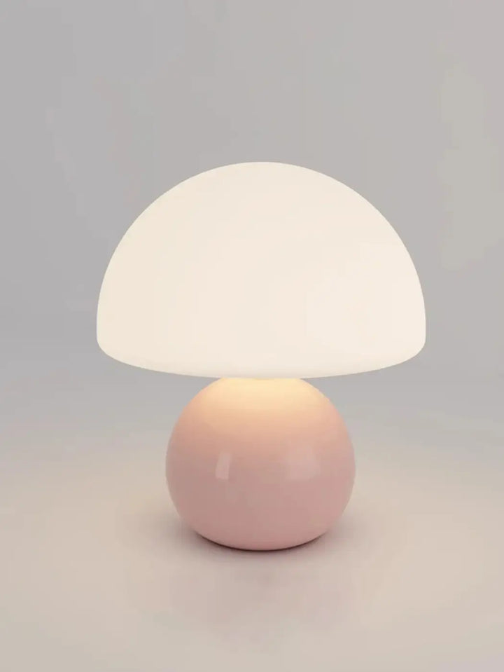 Lampe de table design champignon en verre opalin
