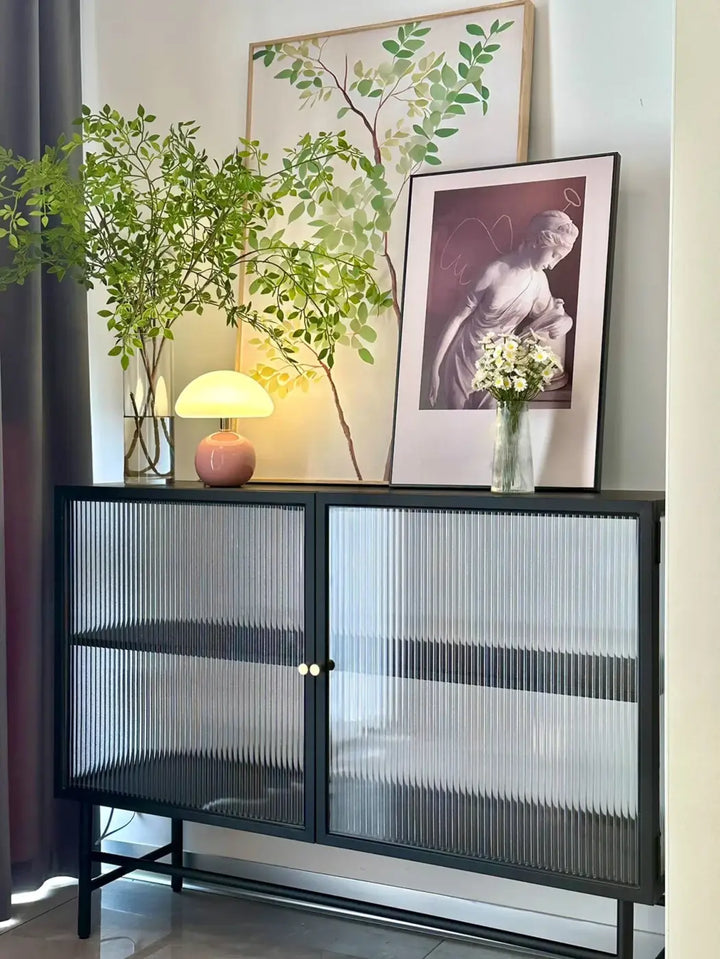 Lampe de table design champignon en verre opalin