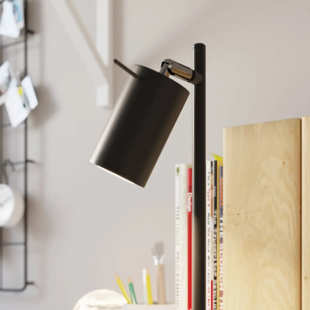 Lampe de table bureau ring noir avec design minimaliste et bras ajustable pour décoration d’intérieur moderne