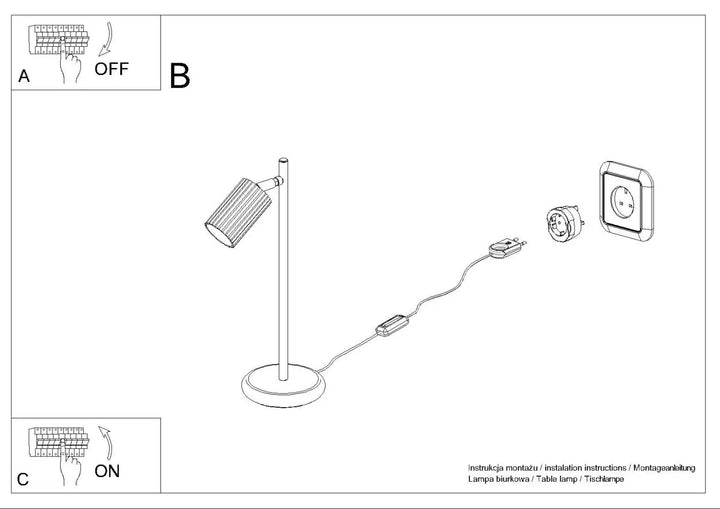 Lampe a poser karbon taupe avec abat-jour cylindrique et interrupteur intégré design minimaliste et ampoules gu10 interchangeables