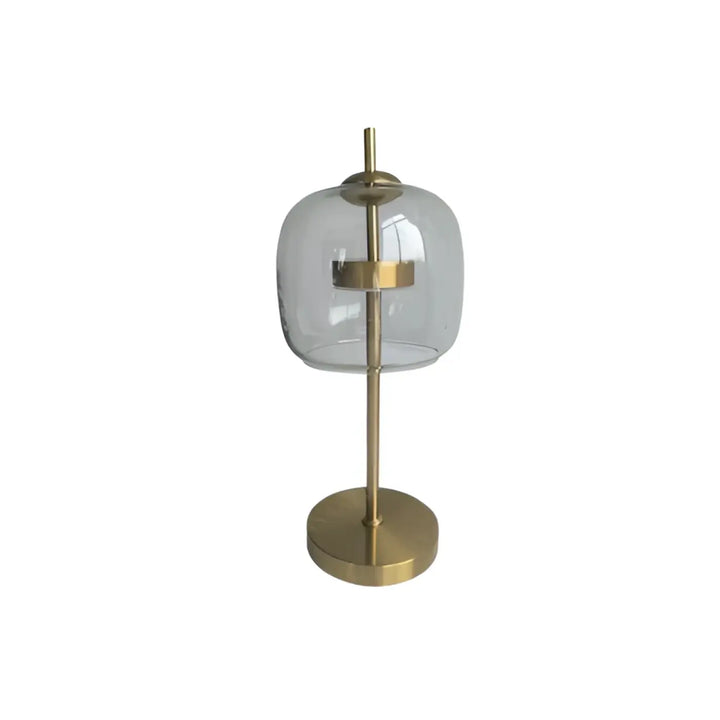 Lampe de table zelia avec verre transparent en forme de dôme et base en métal doré pour un design de table moderne