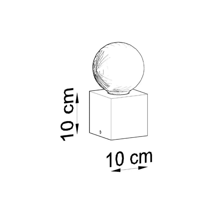 Lampe de table ariz en béton avec globe en verre givré et base carrée 10 cm style loft bureau ariz
