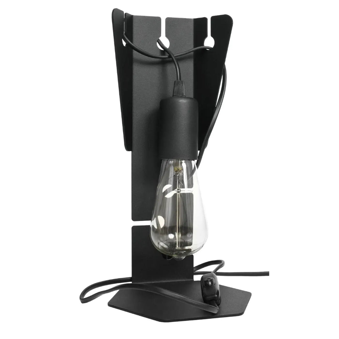 Lampe de table arby noire en métal avec ampoule en verre clair et cordon noir pour décoration d’intérieur moderne bureau arby