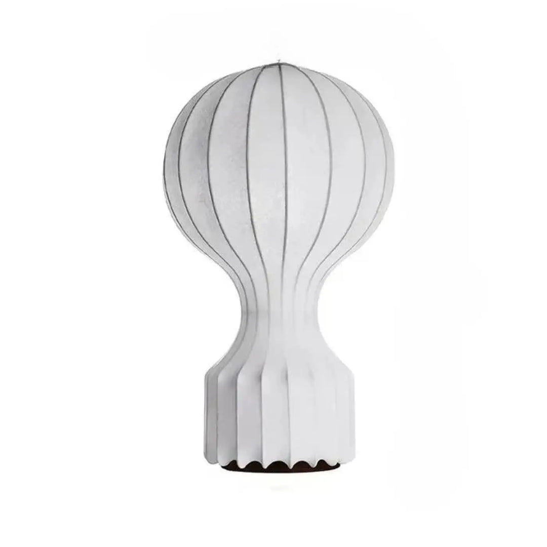 Lampe de table Lanna en papier blanc nervuré de style lanterne avec design moderne et élégant