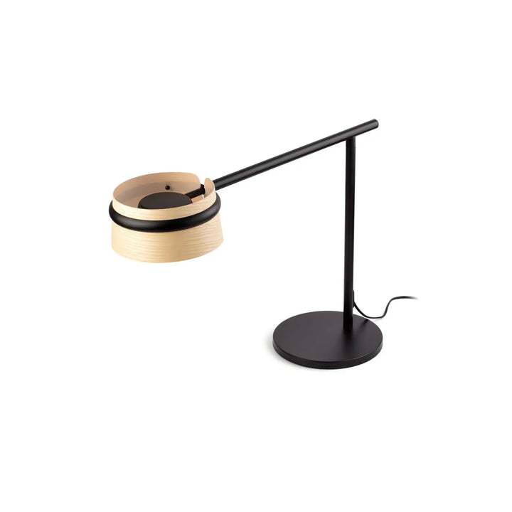 Lampe de table Loop en frêne et métal noir de Faro Barcelona
