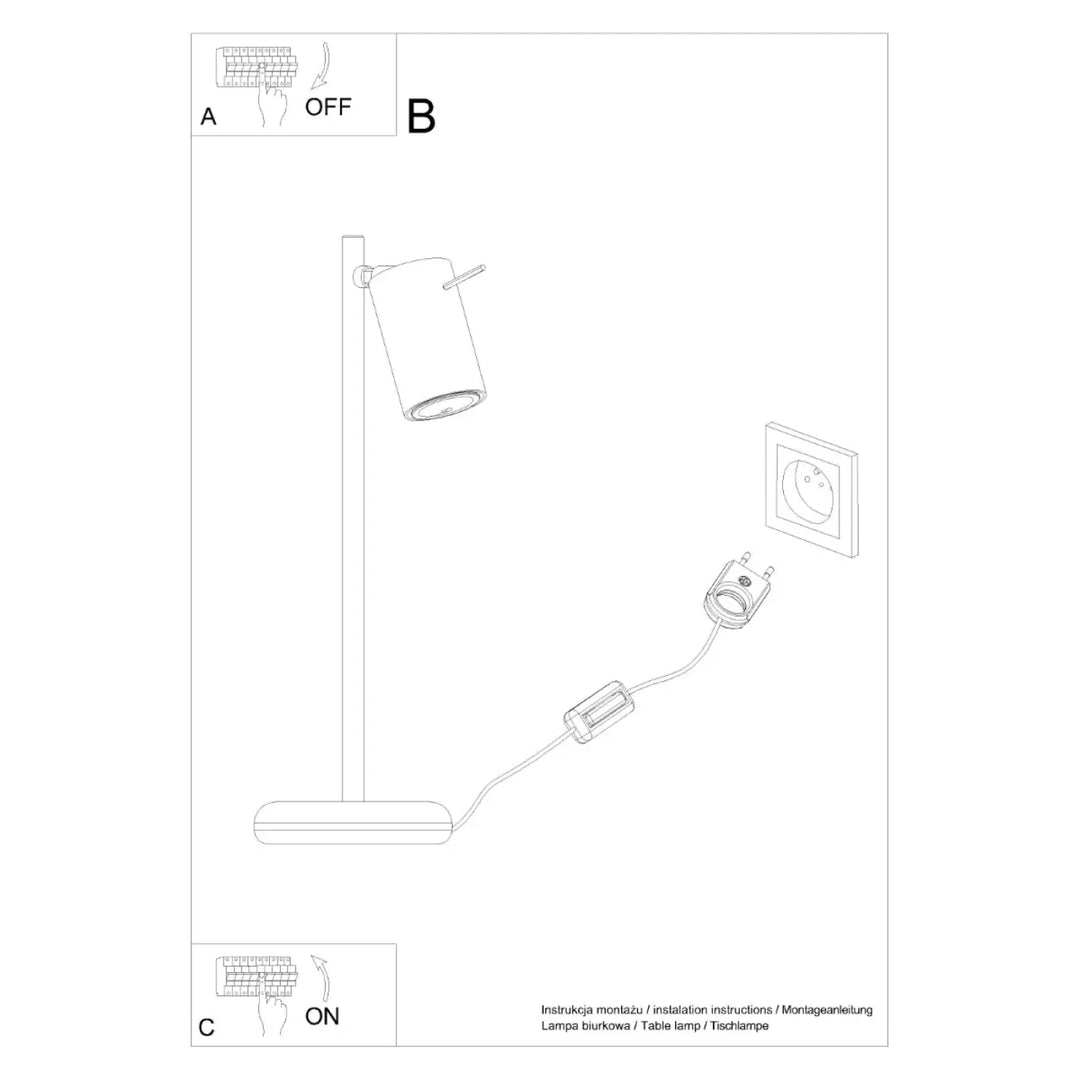 Lampe de table ring blanc avec abat-jour cylindrique et câble apparent idéale pour bureau design et décoration d’intérieur moderne