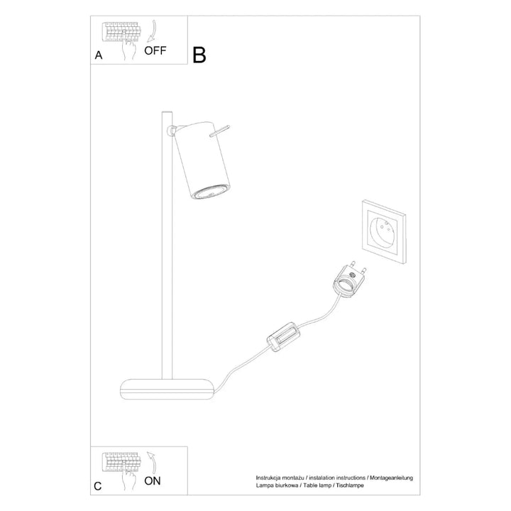 Lampe de table ring blanc avec abat-jour cylindrique et câble apparent idéale pour bureau design et décoration d’intérieur moderne