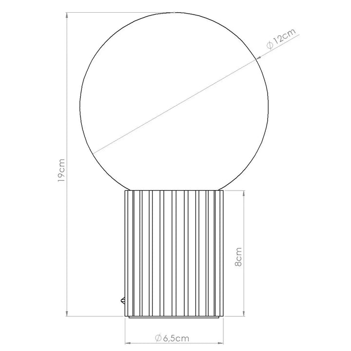 Lampe a poser halo noir avec base metal cylindrique a stries verticales et globe en verre laiteux reponse aux besoins