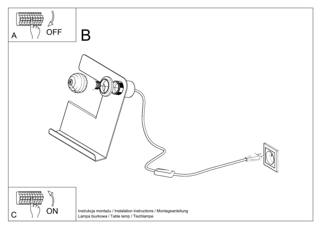 Lampe de table incline blanc avec deux luminaires circulaires et câble pour décoration d’intérieur moderne bureau incline
