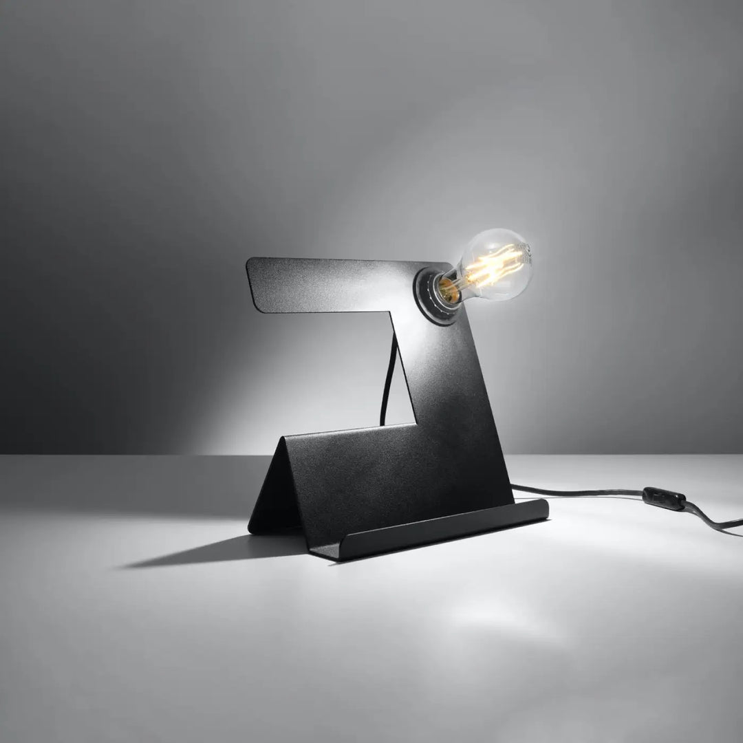 Lampe de table noire en métal z avec ampoule filament visible idéale pour bureau incline et décoration d’intérieur moderne