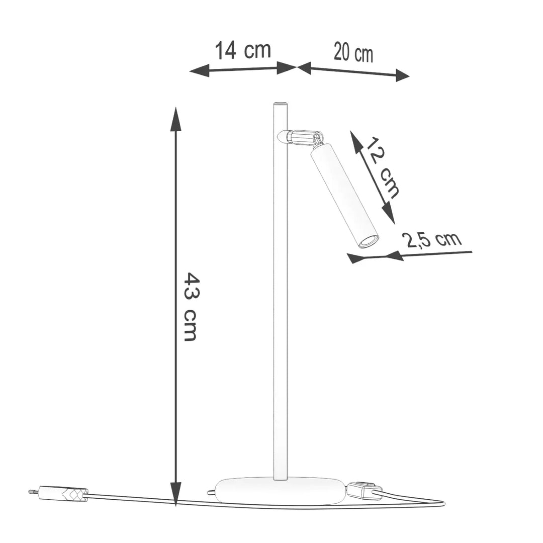 Lampe a poser bureau pastelo blanche led avec base cylindrique fine et bras ajustable fabriquée à partir de matériaux durables