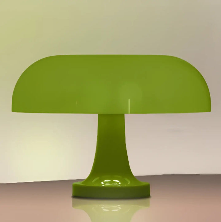 Lampe de table feno verte citron en forme de champignon avec finition brillante et lumière chaude sont-elles incluses