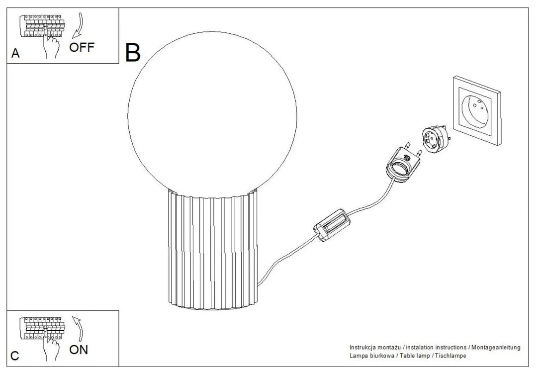 Lampe halo ronde blanche avec base cylindrique côtelée et câble d alimentation version suspension halo rouge ochra