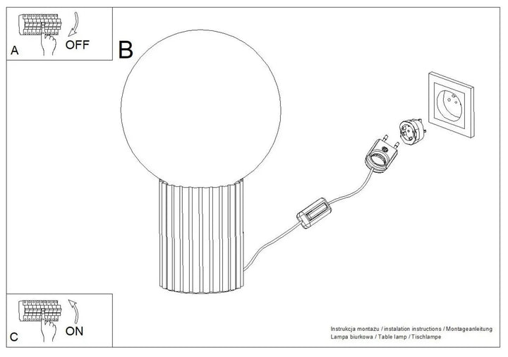 Lampe halo ronde blanche avec base cylindrique côtelée et câble d alimentation version suspension halo rouge ochra