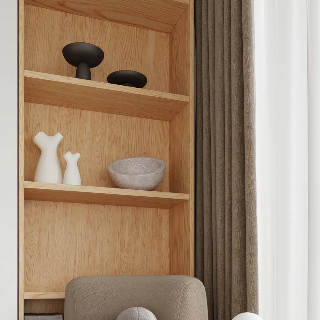 Lampe de table Boomo à socle en bois naturel et boule en verre blanc