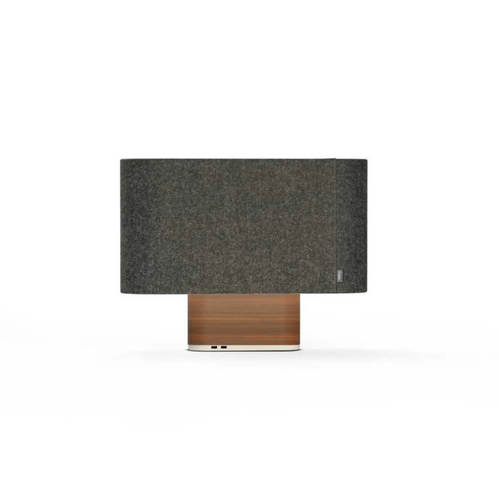 Lampe de table Belmont, abat-jour gris anthracite et socle en noyer