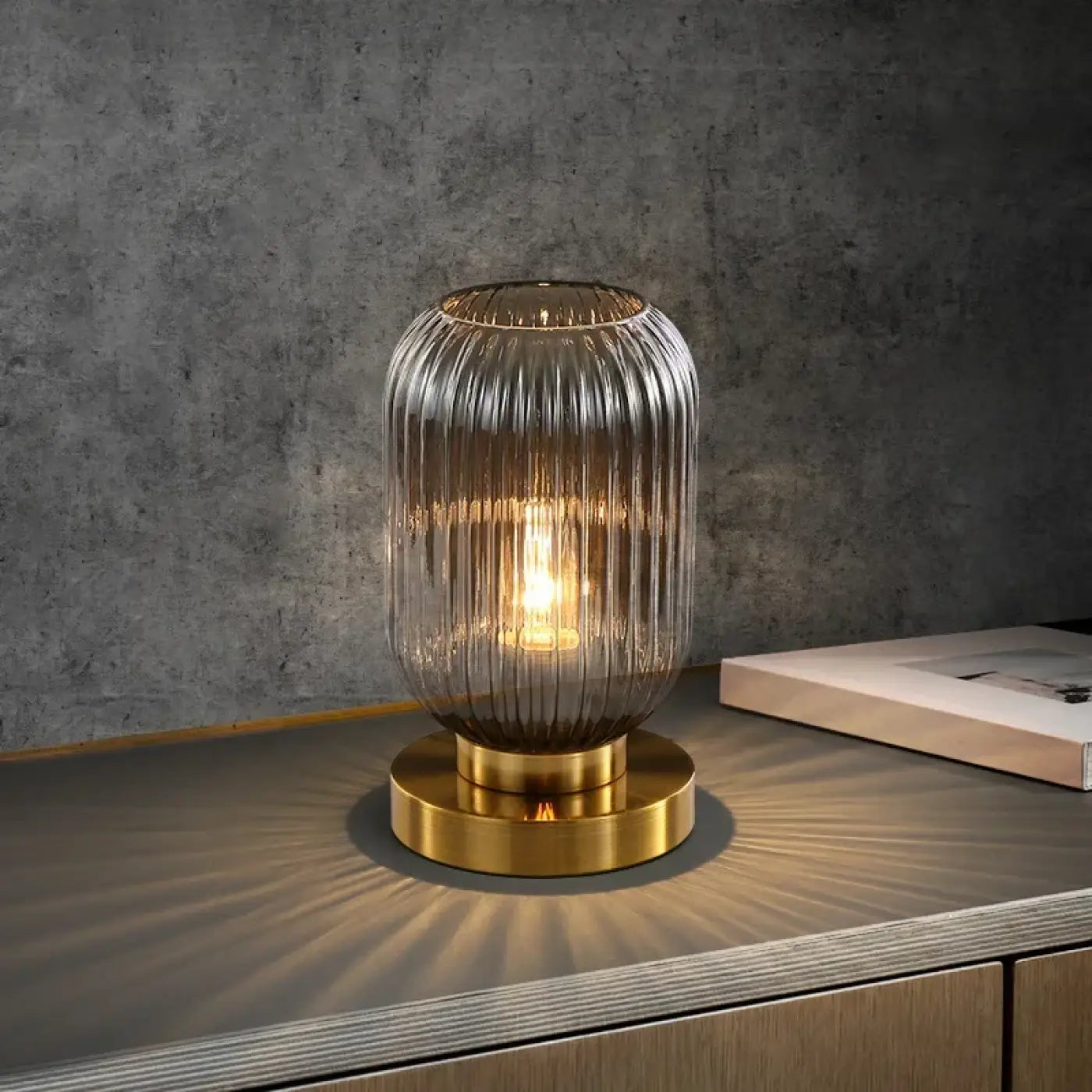 Table Lamp in Glass and Gilded Base with Purée Design – Lustria