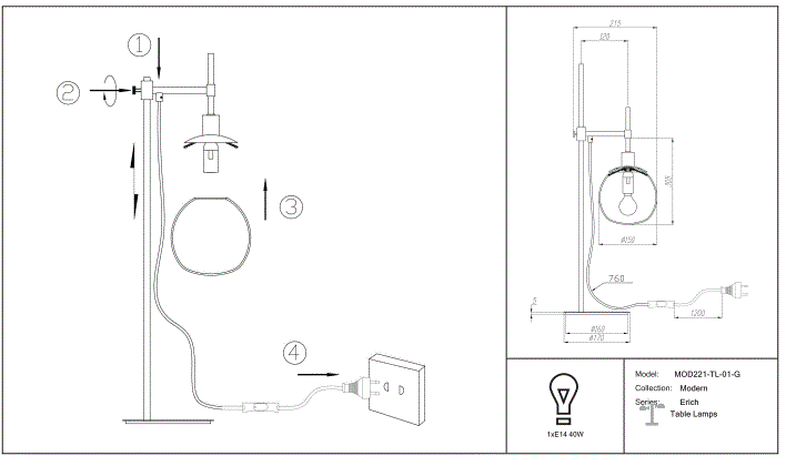 Schéma d'installation du luminaire