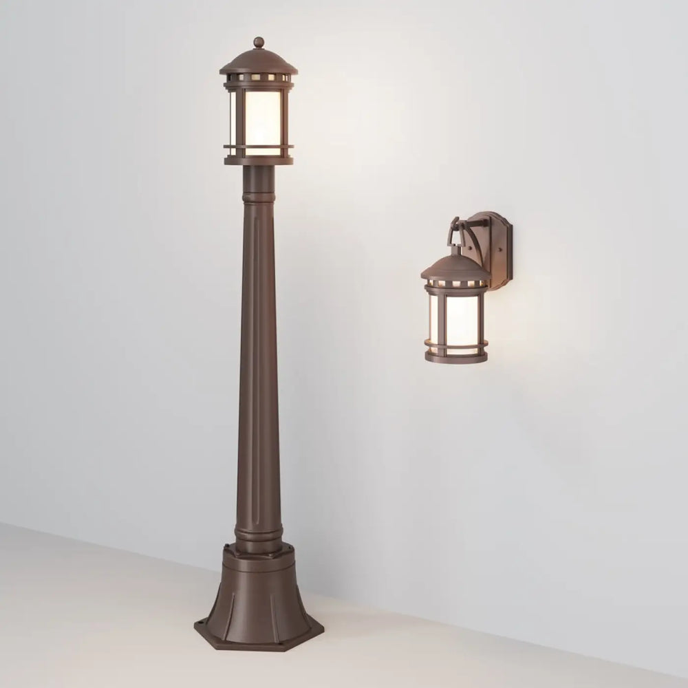 Lanterne salamanca en acier bronze finition bronze avec lampe sur pied et applique murale pour extérieur