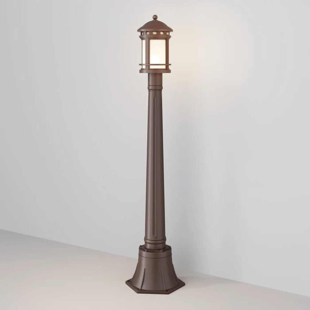 Lampadaire extérieur en aluminium coulé finition bronze avec lanterne salamanca classique et lumière chaude