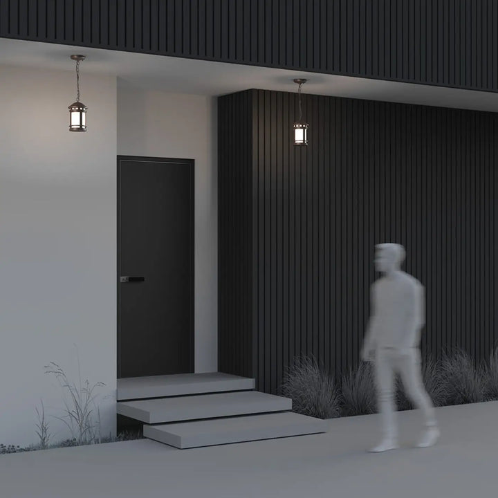 Lanterne suspendue salamanca en métal noir avec cadre métallique parfaite pour aux porches extérieurs