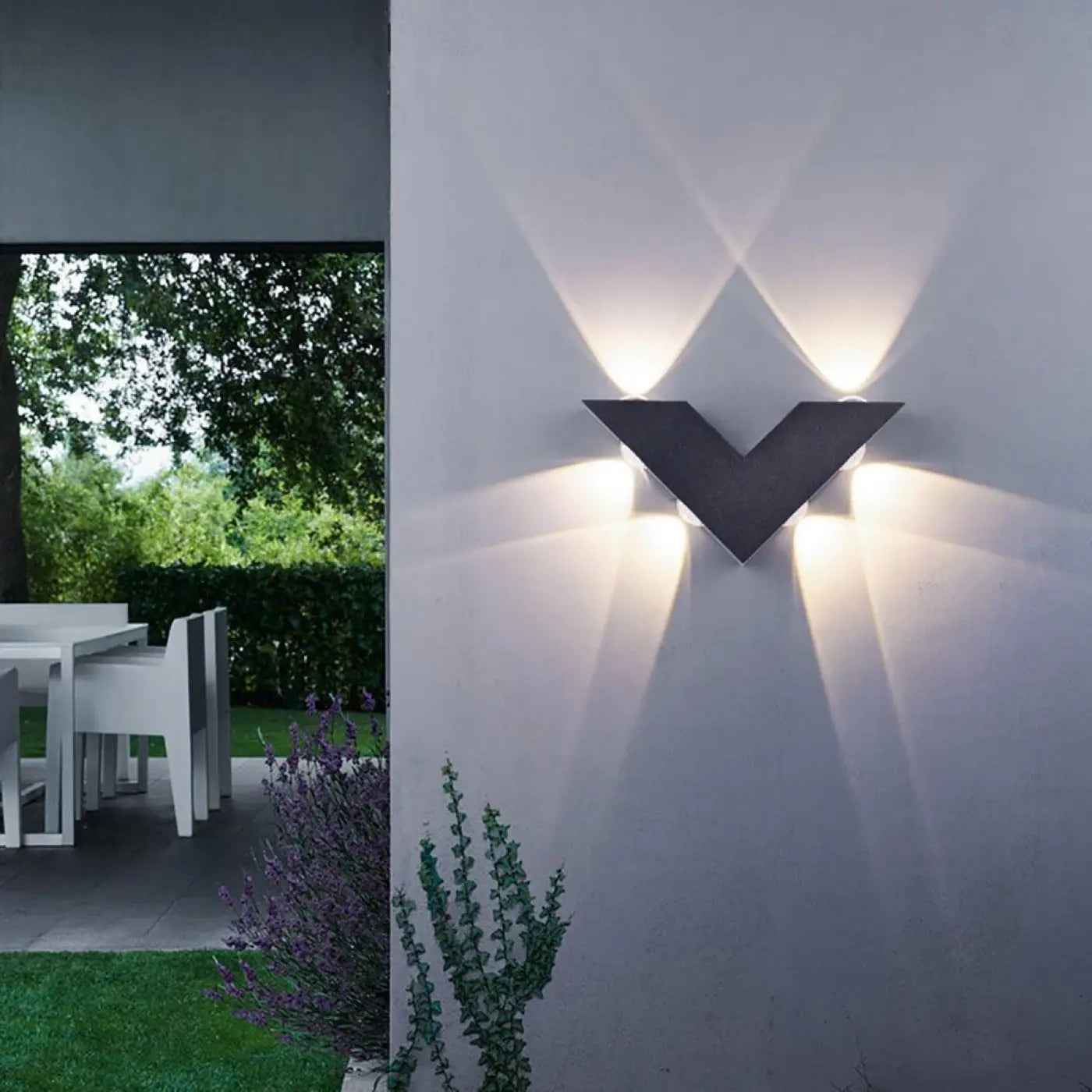 Outdoor Luminaire in the Shape of a V Noir for Wall and Entrance – Lustria
