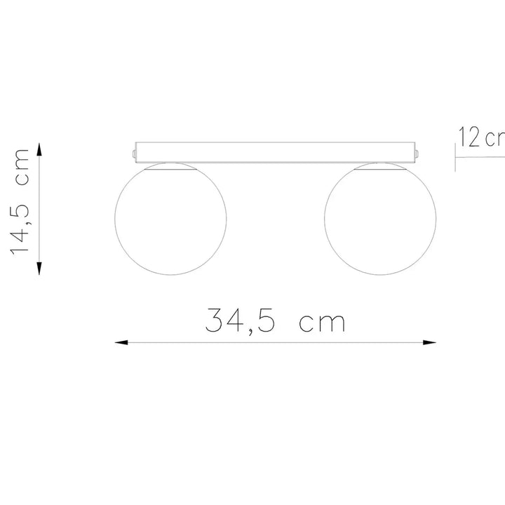 Luminaire plafonnier yoli 2 noir avec barre rectangulaire et globes ronds minimalistes classe à part
