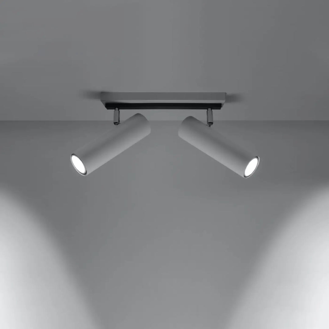 Luminaire plafonnier série direzione 2 avec éclairage élégant dual-head blanc et support noir mat pour plafond minimaliste