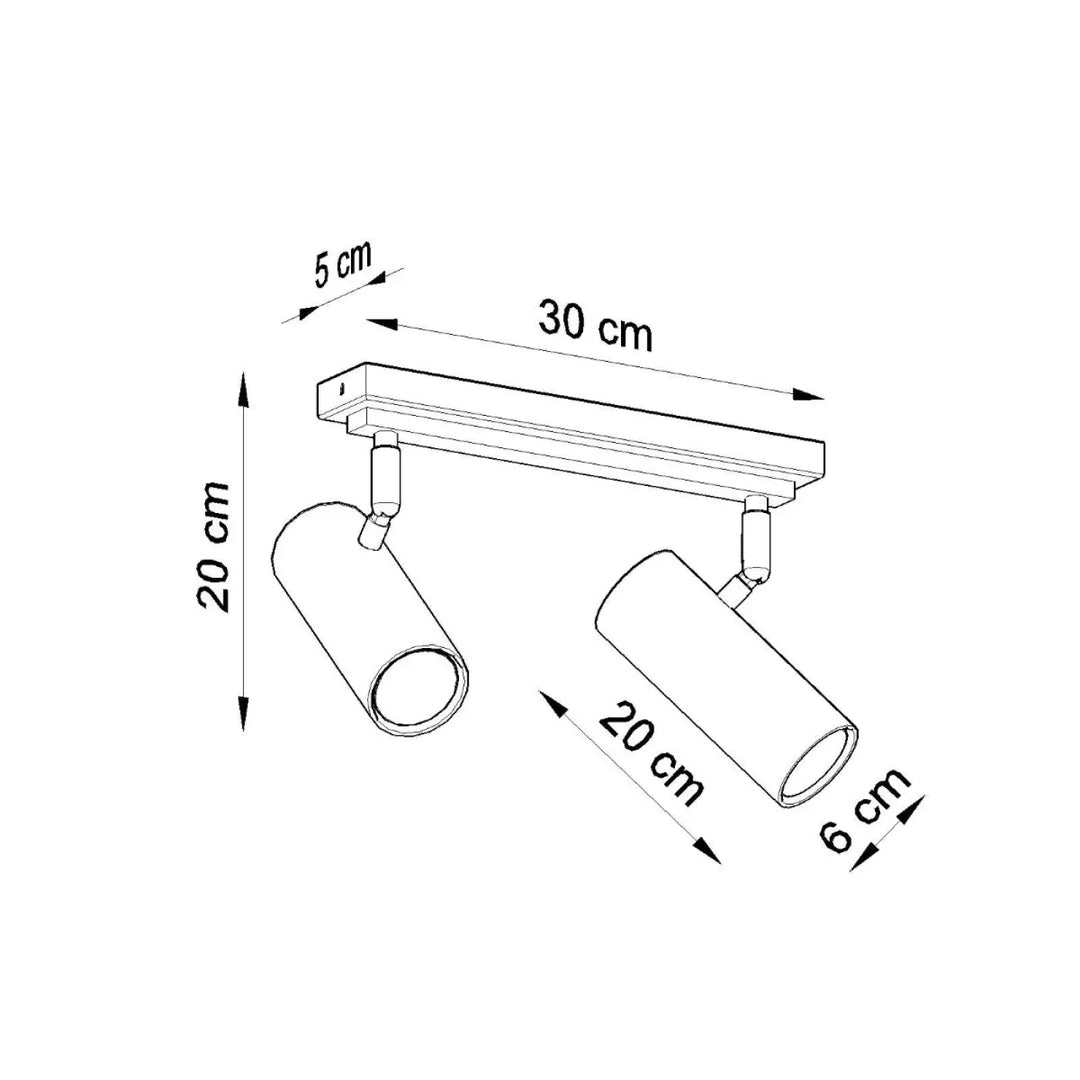 Luminaire plafonnier direzione 2 noir avec deux têtes cylindriques pour un éclairage élégant et plafond minimaliste