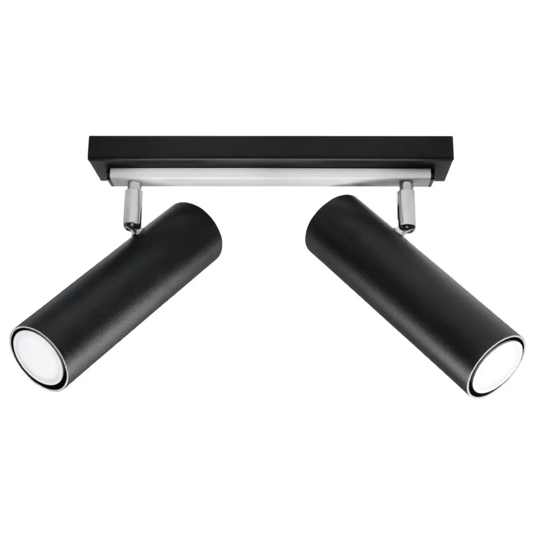 Luminaire plafonnier direzione 2 noir avec éclairage élégant à têtes ajustables pour plafond minimaliste