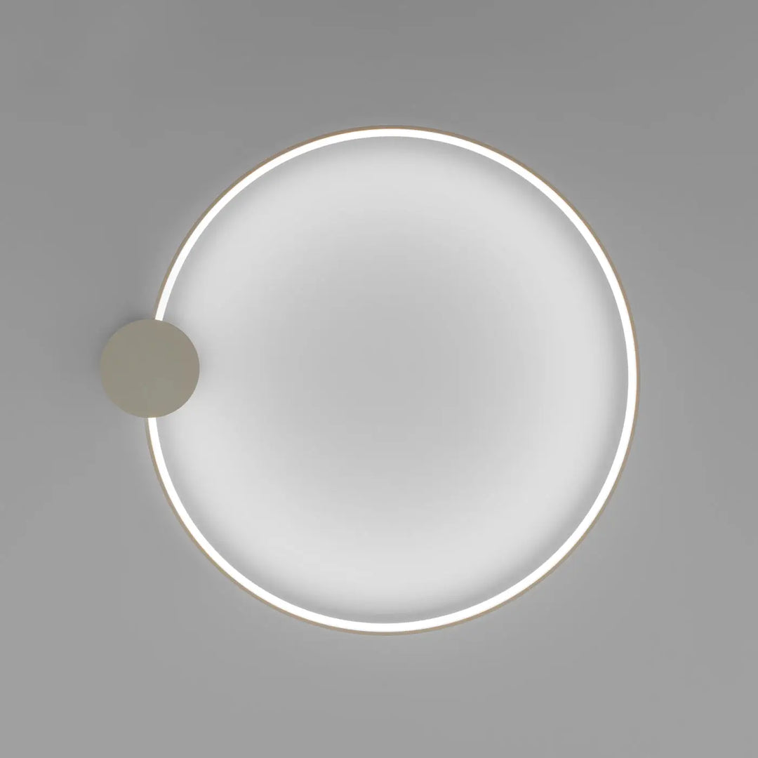 Luminaire plafonnier collection rio avec anneaux led blanc chaud 4000k sur plaque aluminium allient élégance beige