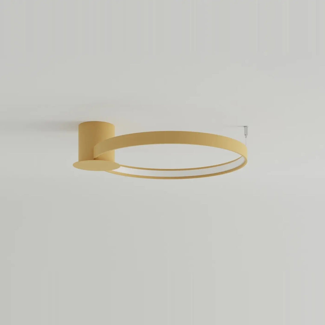 Luminaire plafonnier rio 55 4000k avec modules led et efficacité lumineuse élevée anneau circulaire moutarde mat cylindrique doré