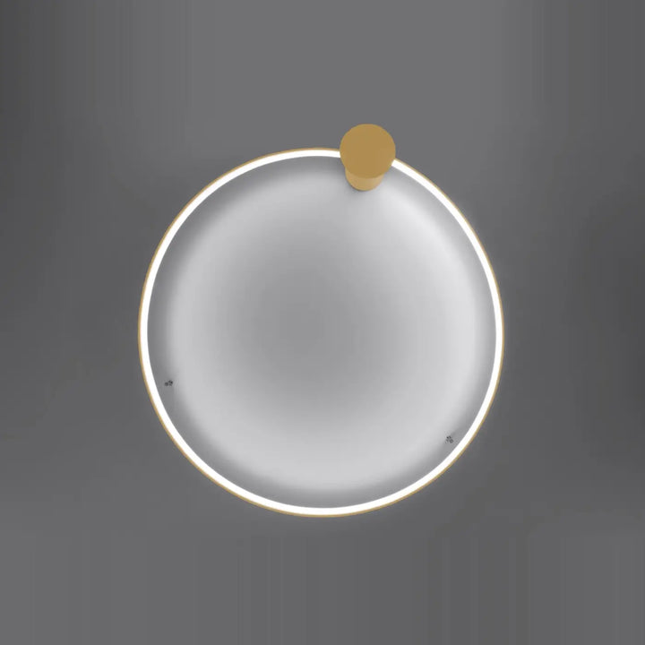 Luminaire plafonnier rio 55 doré avec cadre circulaire illuminé à modules led pour une efficacité lumineuse élevée