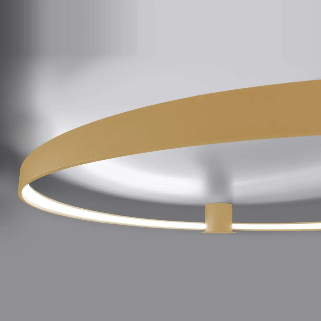 Plafonnier rio doré avec design unique circulaire moderne et efficacité lumineuse élevée grâce led intégrée