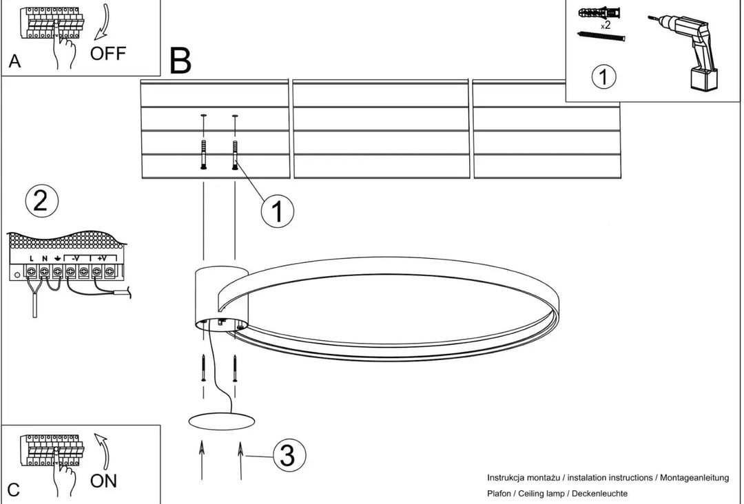 Luminaire plafonnier rio 55 noir avec modules led et efficacité lumineuse élevée au design unique concentrique