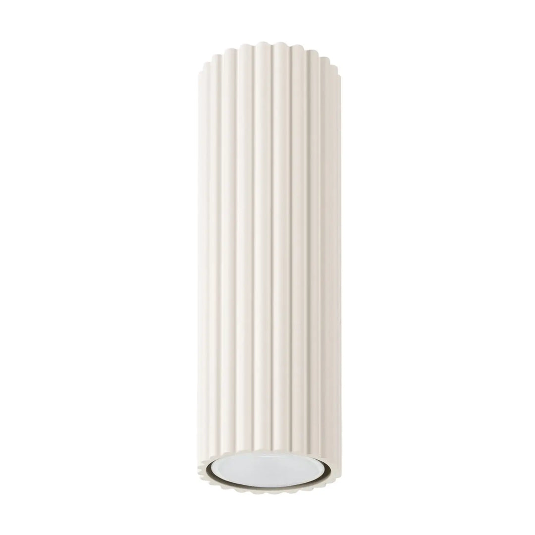 Luminaire plafonnier karbon 20 beige design minimaliste avec ampoules gu10 interchangeables et finition crème cannelée