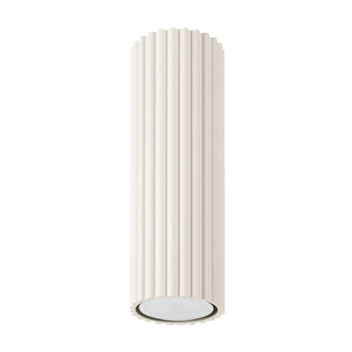 Luminaire plafonnier karbon 20 beige design minimaliste avec ampoules gu10 interchangeables et finition crème cannelée