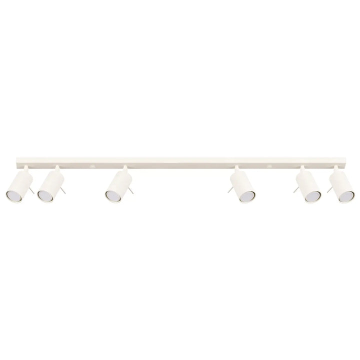 Lampe ring plafonnier beige avec six spots ajustables pour un éclairage flexible et un minimalisme moderne
