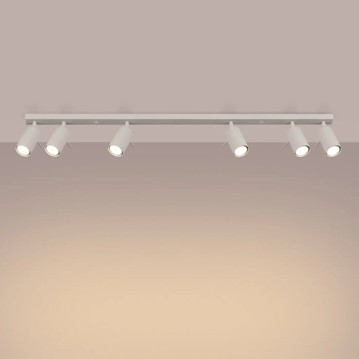 Luminaire plafonnier beige lampe ring à 6 spots ajustables pour éclairage flexible et minimalisme moderne